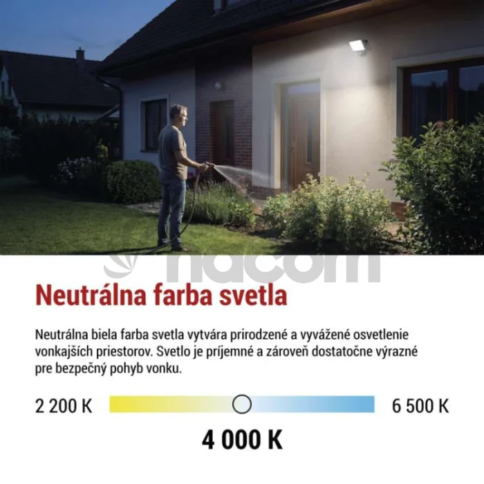 LED reflektor TAMBO EVO so senzorom pohybu, 30 W, 3000 lm, IP44, čierny