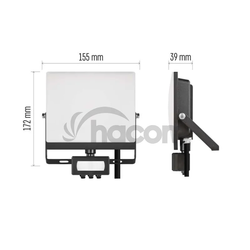 LED reflektor TAMBO EVO so senzorom pohybu, 30 W, 3000 lm, IP44, čierny