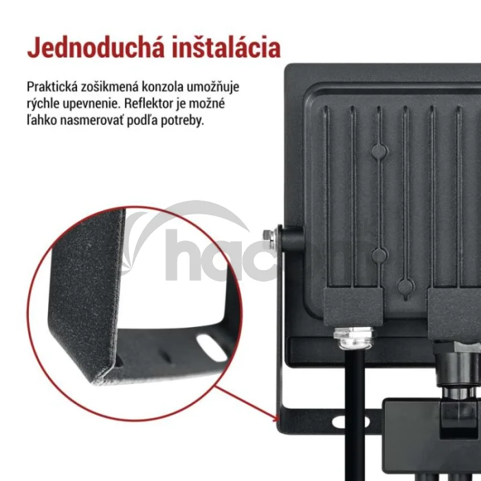 LED reflektor TAMBO EVO so senzorom pohybu, 30 W, 3000 lm, IP44, čierny