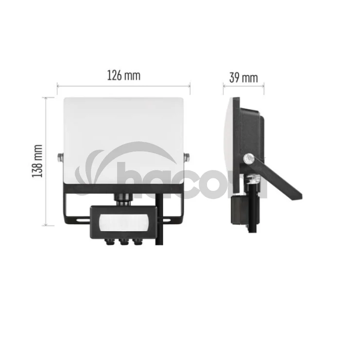 LED reflektor TAMBO EVO so senzorom pohybu, 20 W, 2000 lm, IP44, čierny