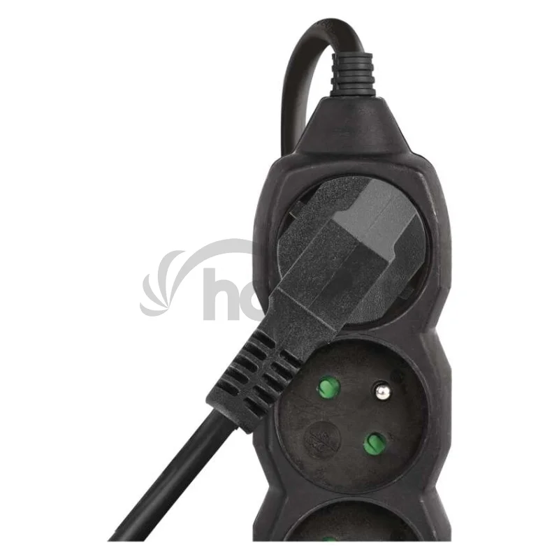 Predlžovací kábel 2 m / 5 zásuviek / čierny / PVC / 1 mm2