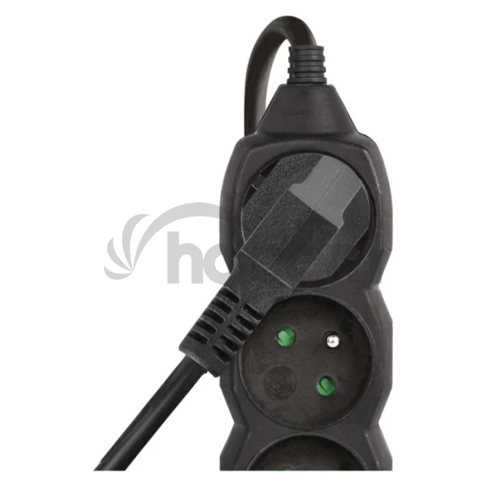 Predlžovací kábel 2 m / 5 zásuviek / čierny / PVC / 1 mm2
