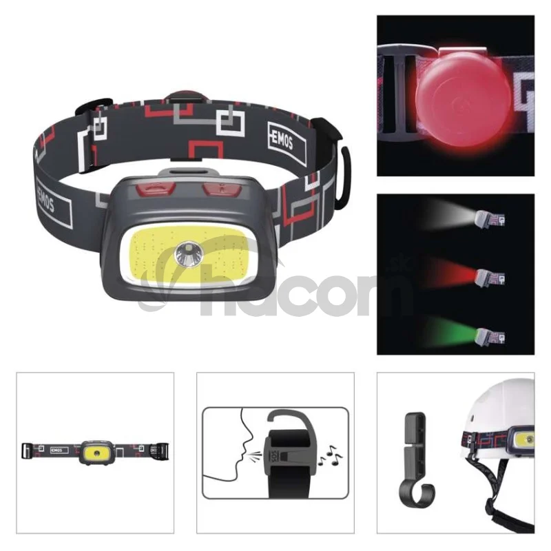 CREE LED + COB LED čelovka P3531, 330 lm, 65 m, 3× AAA