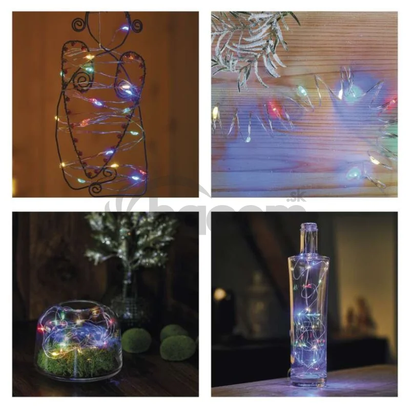 LED vianočná nano reťaz, 1,9 m, 2x AA, vnútorná, multicolor, časovač