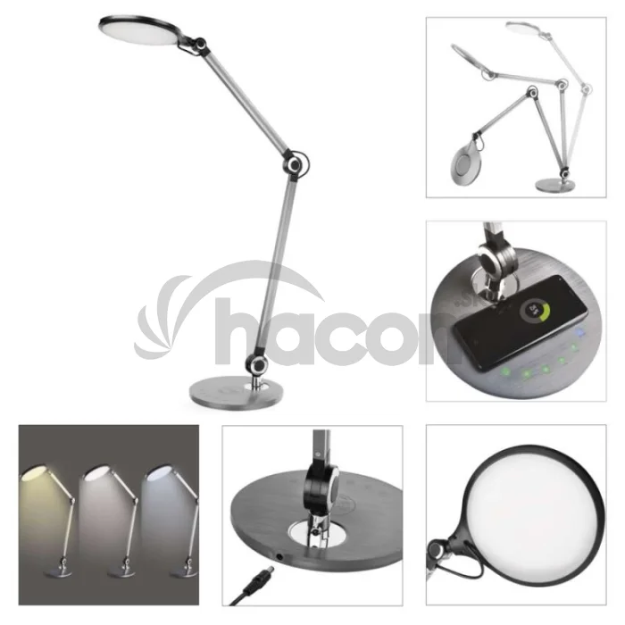 LED stolná lampa KAREN, sivá