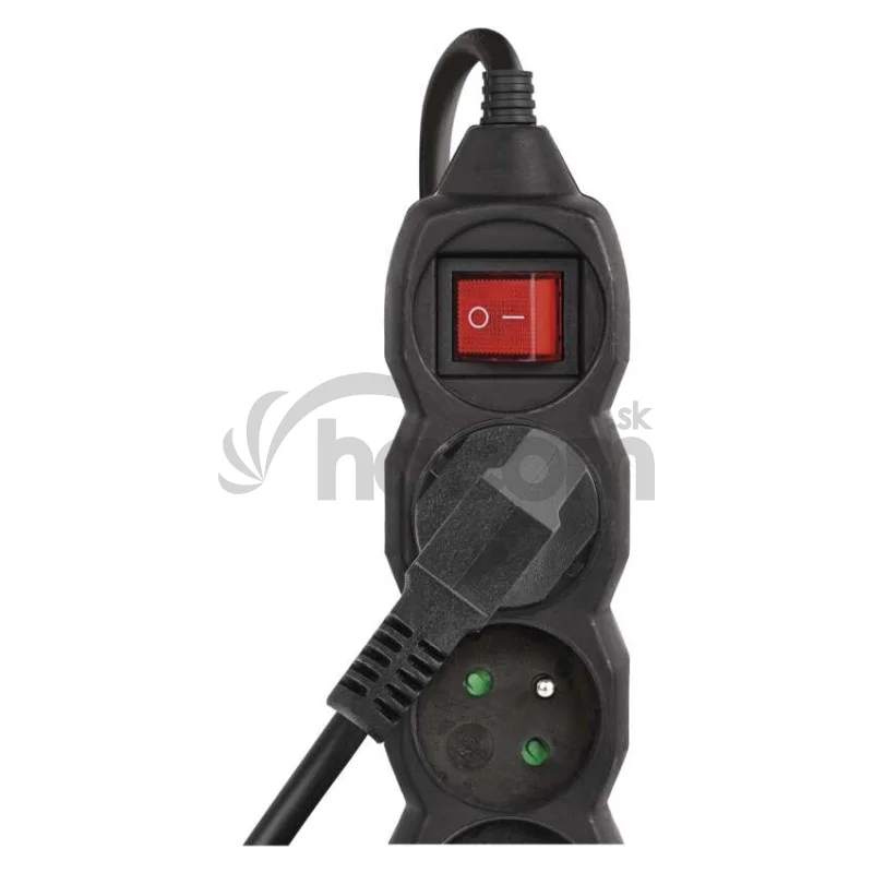 Predlžovací kábel 3 m / 4 zásuvky / s vypínačom / čierny / PVC / 1,5 mm2