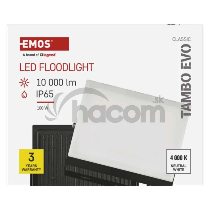 LED reflektor TAMBO EVO, 100 W, 10 000 lm, IP65, čierny