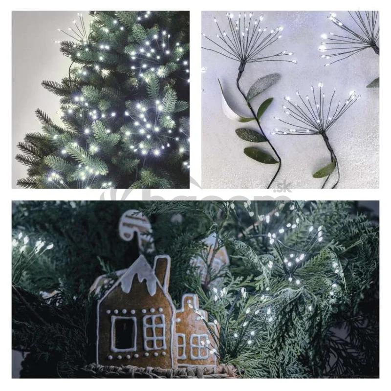 LED svetelná reťaz – svietiace trsy, nano, 5,2 m, vnút., studená biela, časovač
