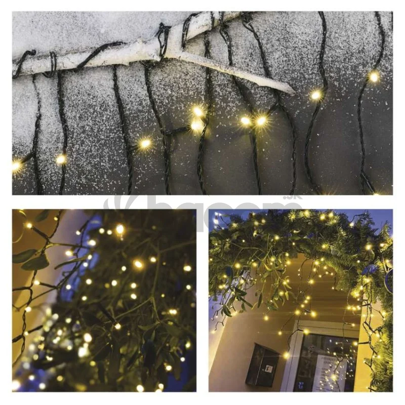 LED vianočné cencúle, 10 m, vonkajšie aj vnútorné, teplá biela, programy