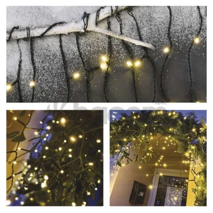 LED vianočné cencúle, 10 m, vonkajšie aj vnútorné, teplá biela, programy