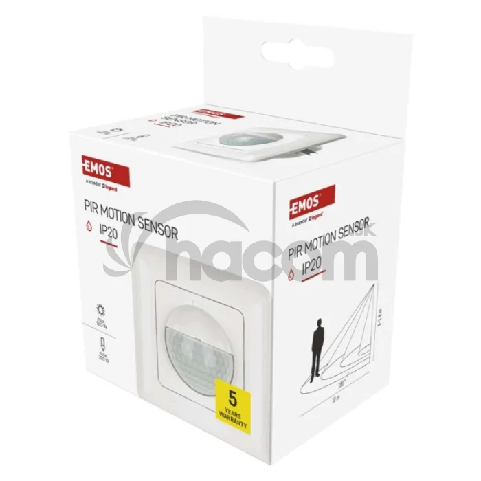 PIR senzor (pohybové čidlo) IP20 500W, biela