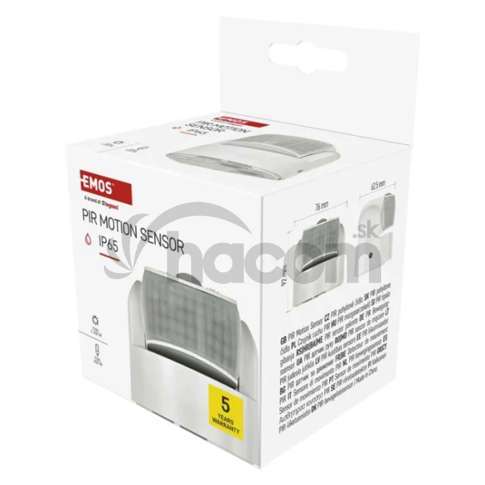 PIR senzor (pohybové čidlo) IP65 1200W, biela