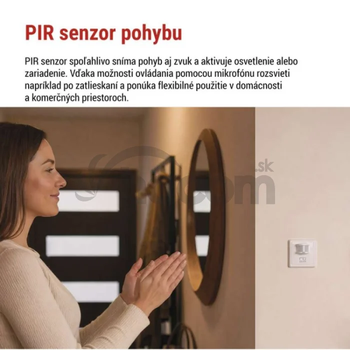 PIR senzor (pohybové čidlo) IP20 1200W, biela