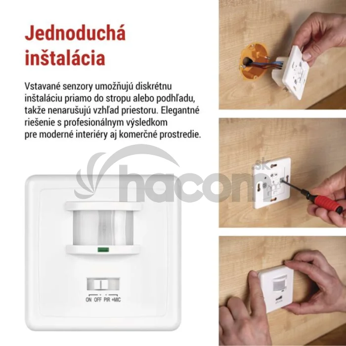 PIR senzor (pohybové čidlo) IP20 1200W, biela