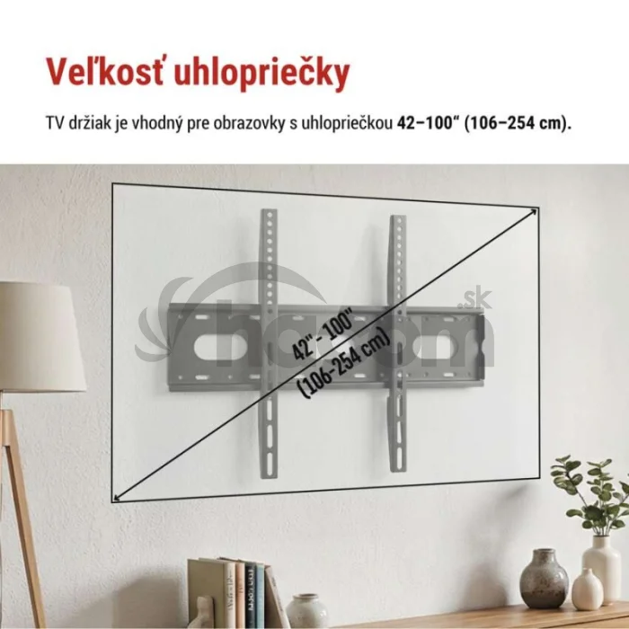 Pevný nástenný TV držiak 42–100" (107–254 cm)