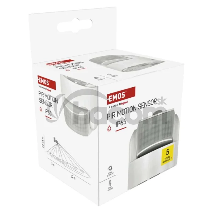 PIR senzor (pohybové čidlo) IP65 1200W, biela