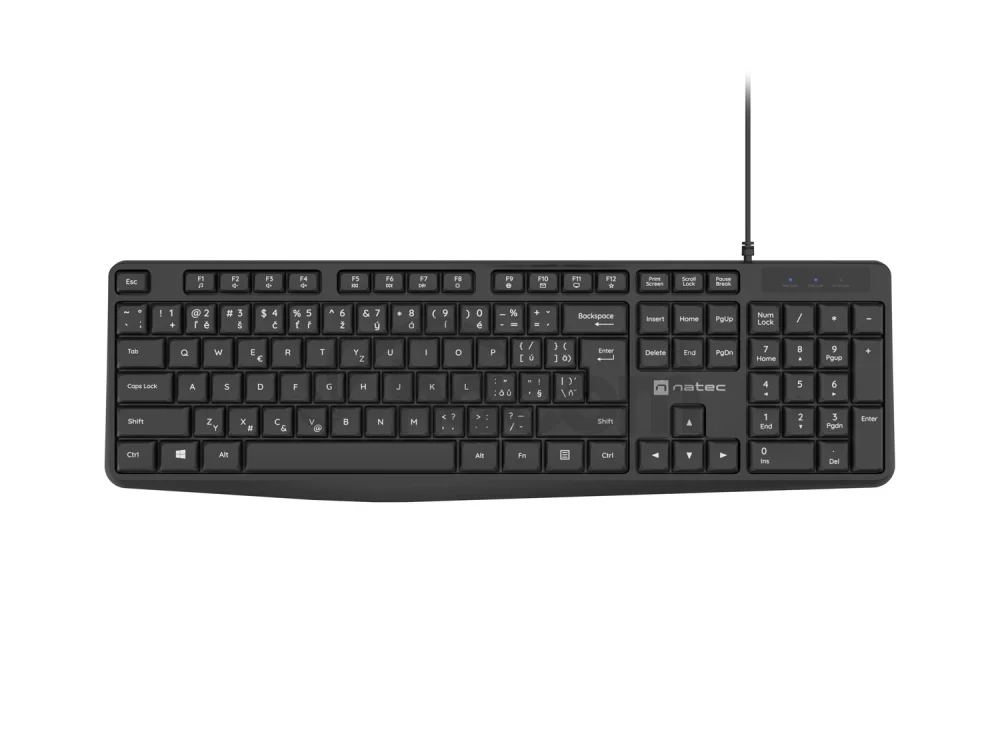Natec klávesnica Nautilus 2/Drôtová USB/ CZ- SK layout/Čierna