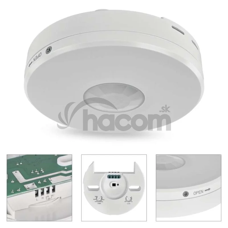 PIR senzor (pohybové čidlo) IP65 2000W, biela