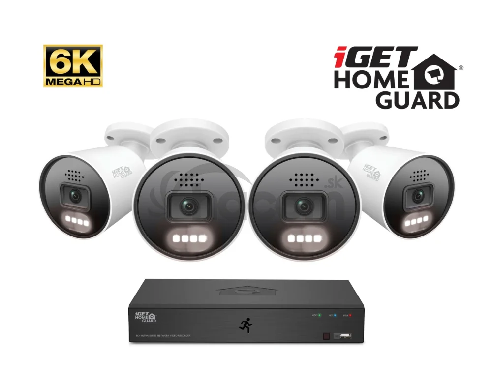 iGET HGNVK88604 - Kamerový MegaHD 6K PoE SMART set, 8CH NVR + 4xIP 6K kamera, zvuk, AI detekcia