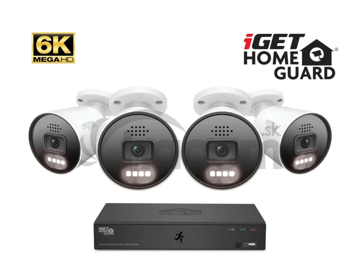 iGET HGNVK88604 - Kamerový MegaHD 6K PoE SMART set, 8CH NVR + 4xIP 6K kamera, zvuk, AI detekcia