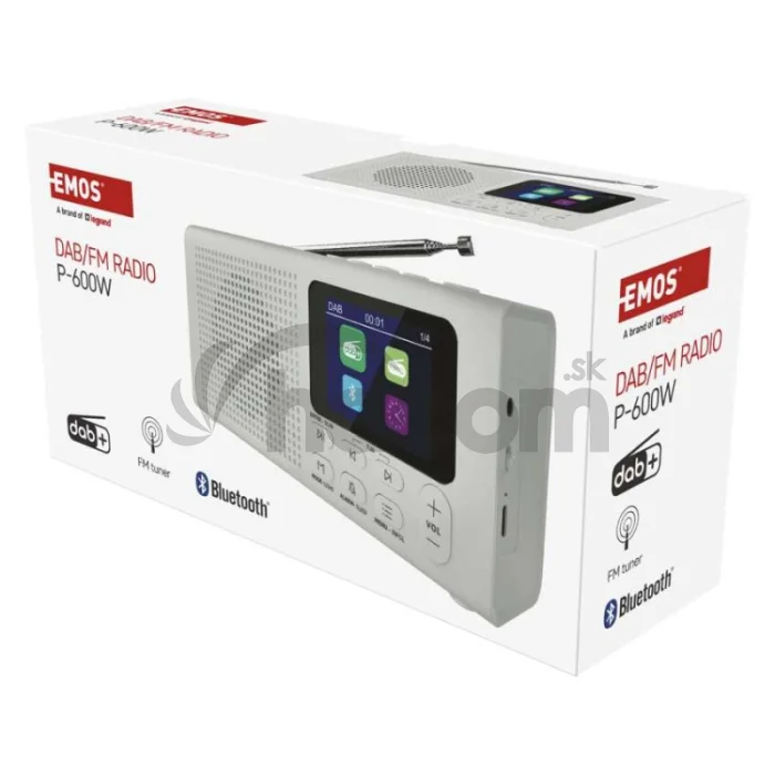 Prenosné rádio s Bluetooth P-600W, DAB / DAB+ / FM, biele