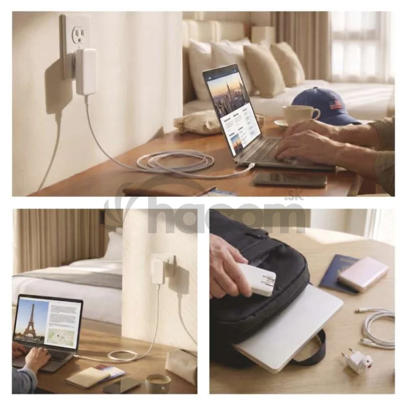 USB sieťový adaptér GaN PD 65W, AC + kábel