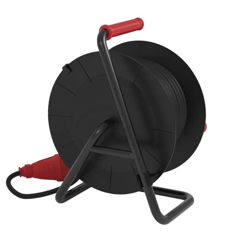Vonkajší predlžovací kábel na bubne 25 m / 3 zásuvky / čierny / guma / 230V/400V / 1,5 mm2