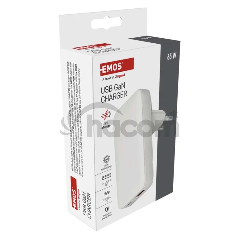 USB sieťový adaptér GaN PD 65W, AC + kábel