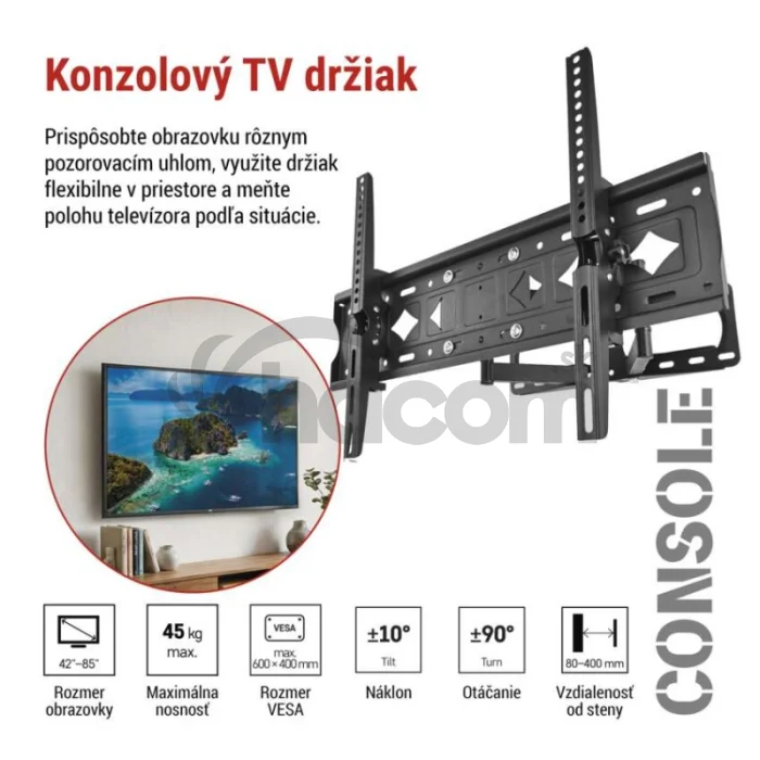 Konzolový nástenný TV držiak 42–85" (107–216 cm)