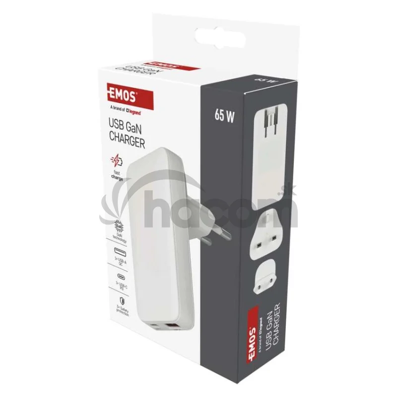 USB sieťový adaptér GaN PD 65W, AC + kábel