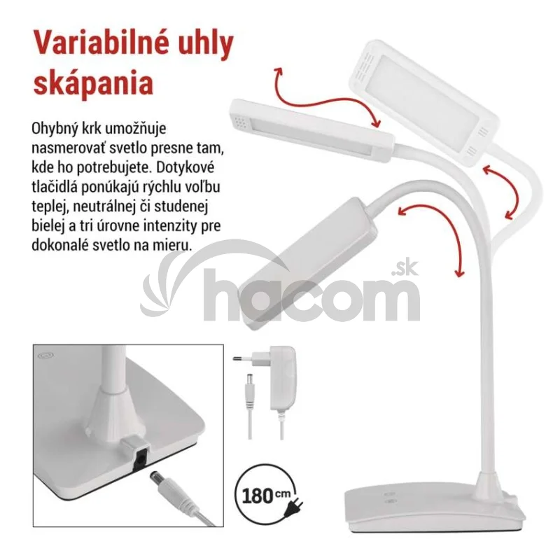 LED stolná lampa Eddy, biela