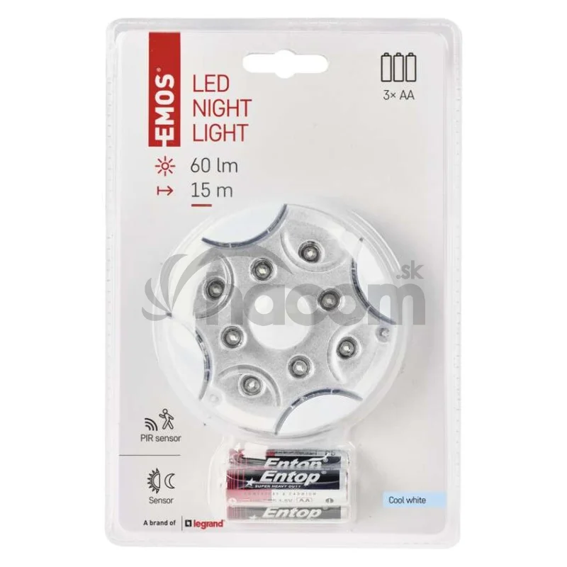 LED nočné svetlo P3310K s pohybovým senzorom na 3× AA