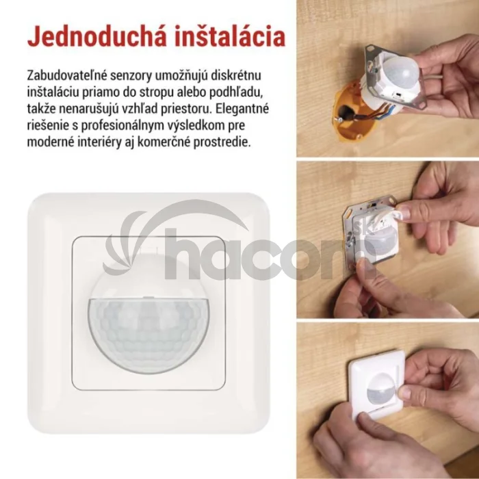 PIR senzor (pohybové čidlo) IP20 500W, biela