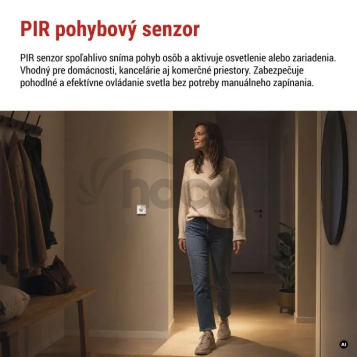 PIR senzor (pohybové čidlo) IP20 500W, biela