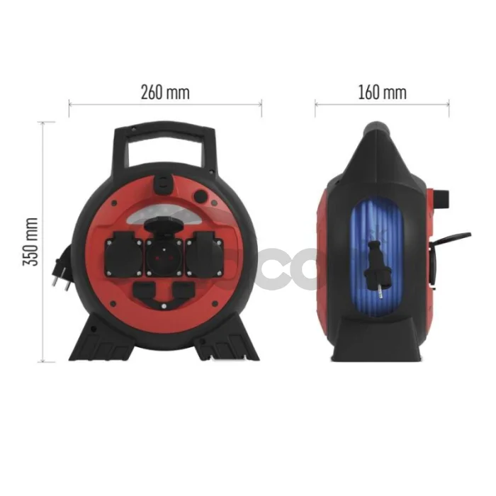 Špeciálny predlžovací kábel na bubne 20 m / 3 zásuvky / PVC / 230 V / 1,5 mm2