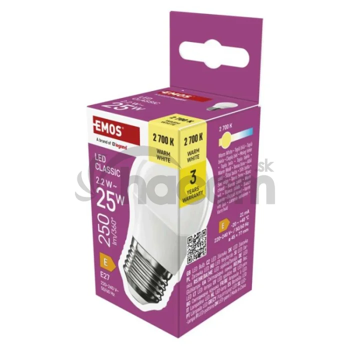 LED žiarovka CLS Mini Globe / E27 / 2,2 W (25 W) / 250 lm / teplá biela