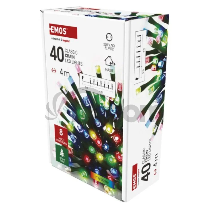 LED vianočná reťaz, 4 m, vonkajšia aj vnútorná, multicolor, programy, časovač