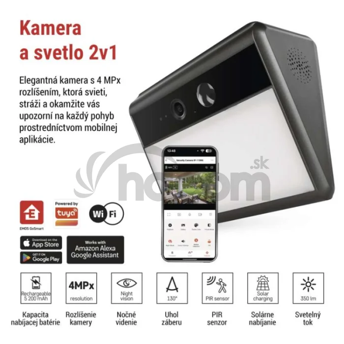 GoSmart Vonkajšia batériová kamera IP-1100G WALL s WiFi a solárnym panelom