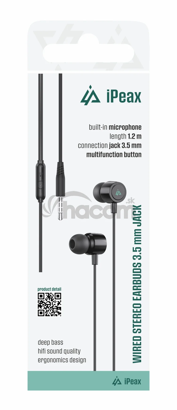 DRÔTOVÉ SLÚCHADLÁ 3,5MM JACK ČIERNA