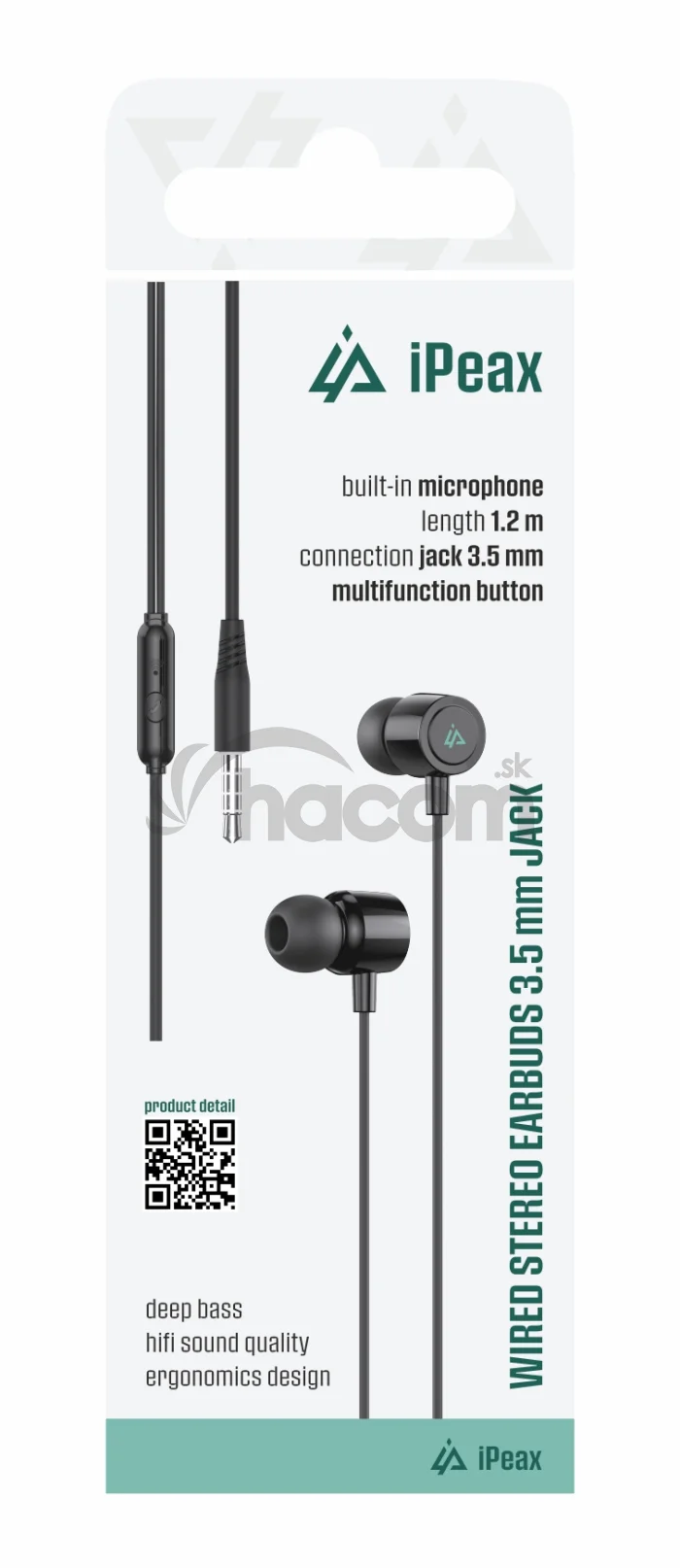 DRÔTOVÉ SLÚCHADLÁ 3,5MM JACK ČIERNA