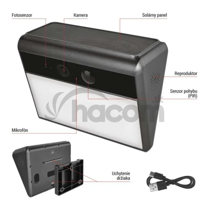 GoSmart Vonkajšia batériová kamera IP-1100G WALL s WiFi a solárnym panelom