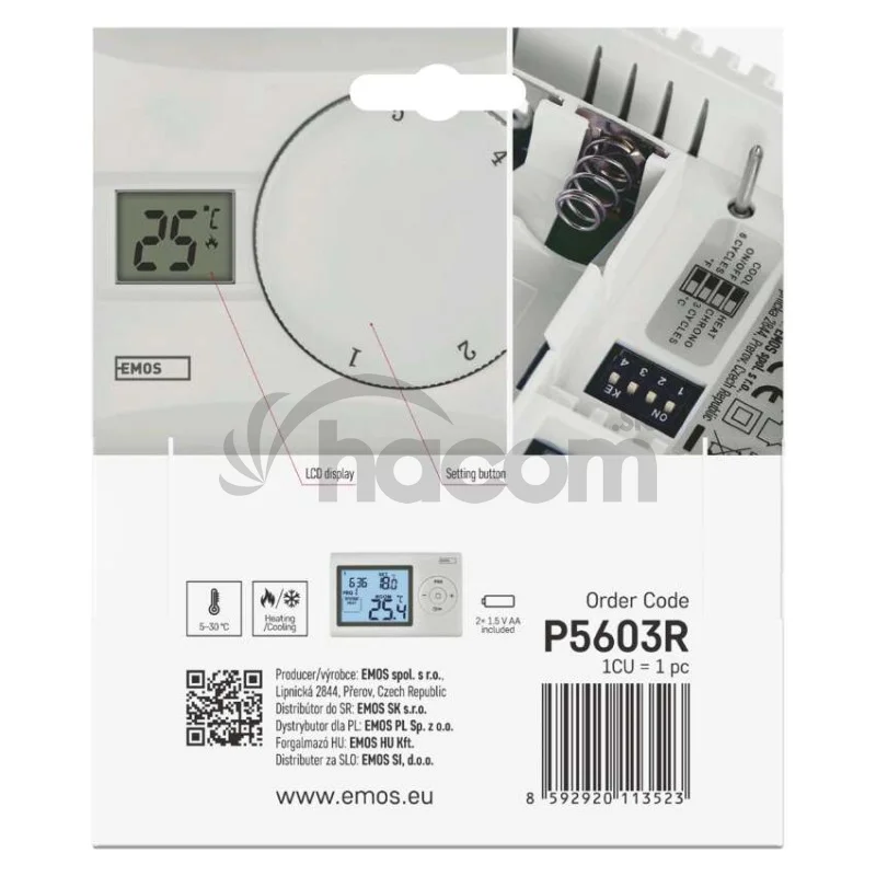 Izbový manuálny drôtový termostat P5603R
