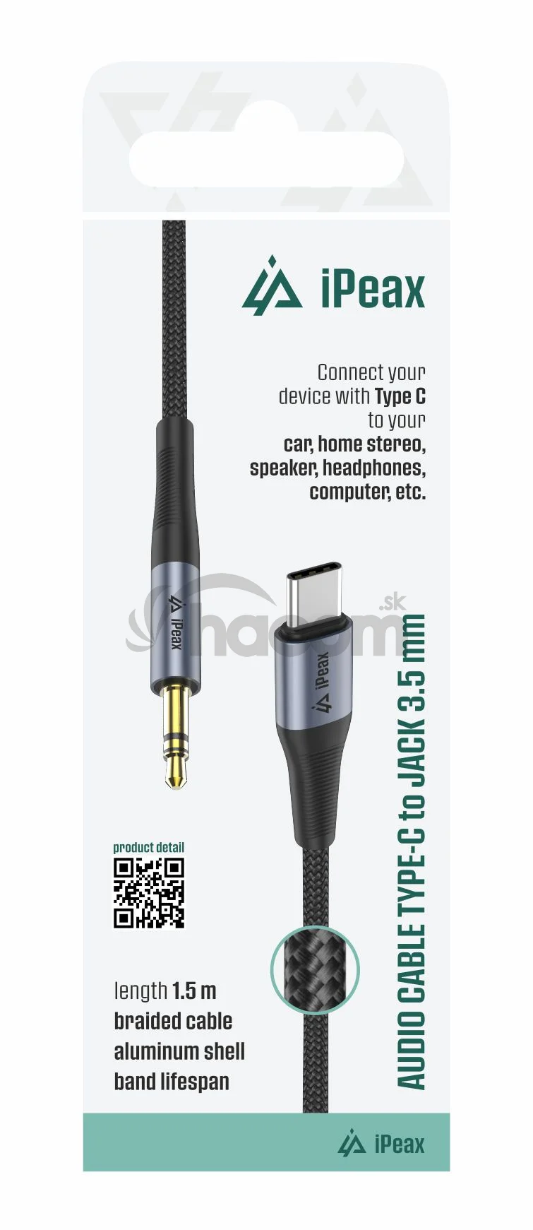 ADAPTÉR USB-C / 3,5 MM JACK 1,5 M ČIERNY
