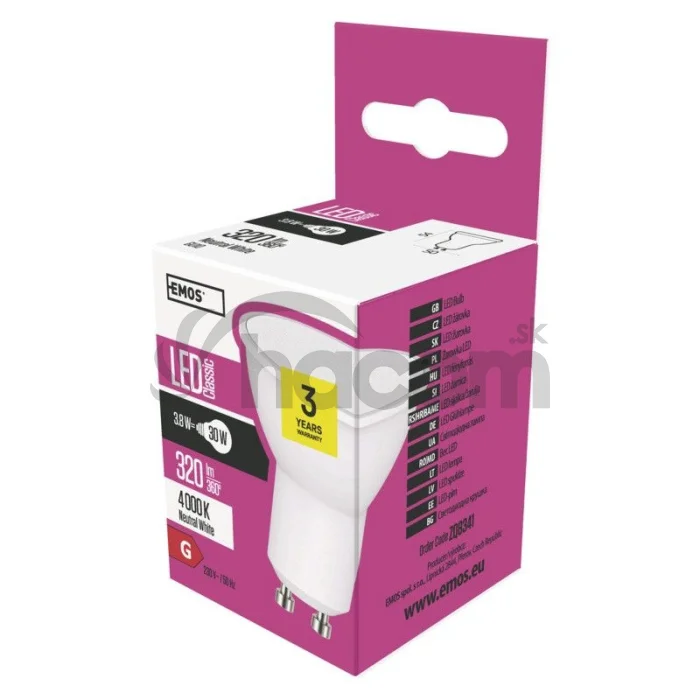 EMOS LED žiarovka CLASSIC 4,5W GU10 neutrálna biela ZQ8341