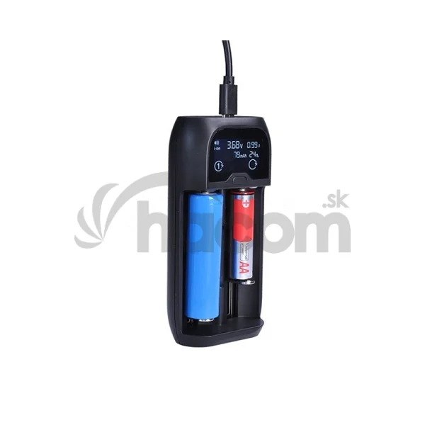 Solight nabíjačka batérií Li-Ion, LiFePO4, Ni-MH/CD, AA, AAA, 18650, 2000mA, 2 kanály, LCD displej DN27