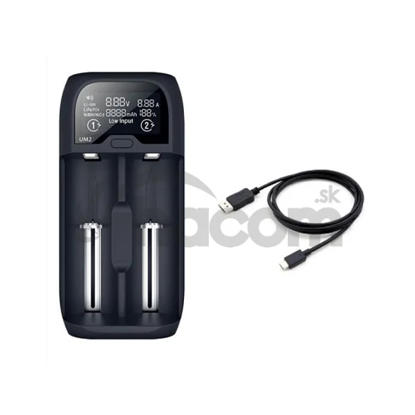 Solight nabíjačka batérií Li-Ion, LiFePO4, Ni-MH/CD, AA, AAA, 18650, 2000mA, 2 kanály, LCD displej DN27