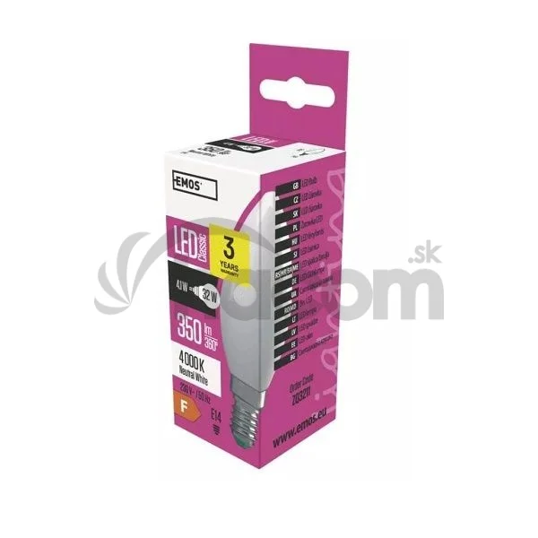Emos LED žiarovka Classic Candle 4,1W E14 neutrálna biela ZQ3211