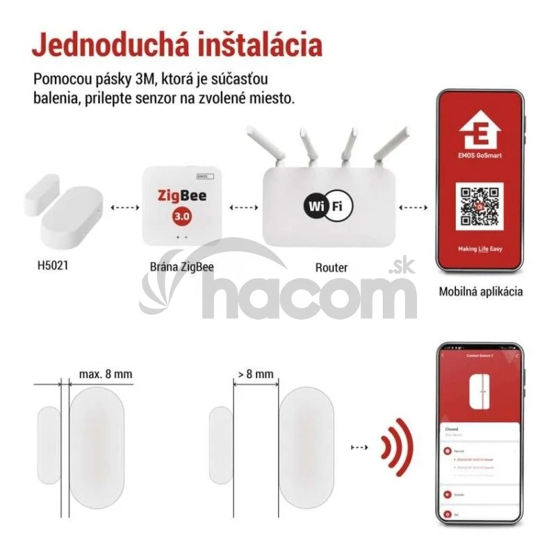 GoSmart bezdrôtový snímač dverí IP-2011Z, ZigBee H5021