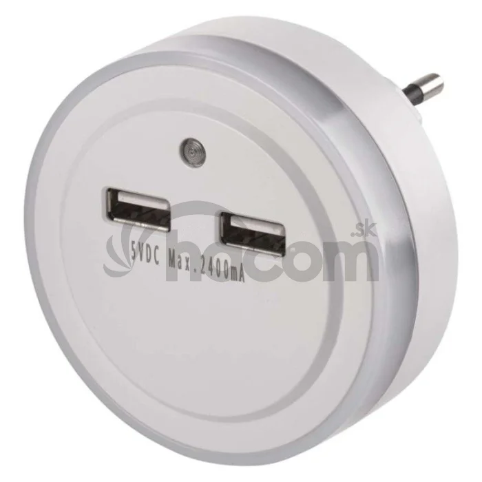 LED nočné svetlo P3313 do zásuvky s 2× USB P3313