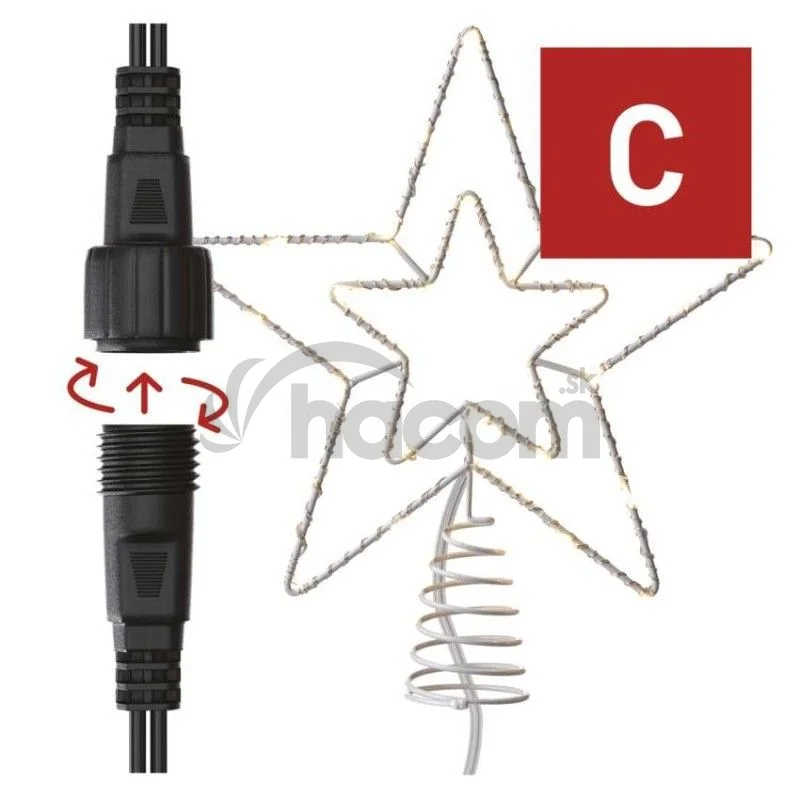 Standard LED spojovacia vianoč. hviezda, 28,5 cm, vonkaj. aj vnútor., teplá biela D1ZW01